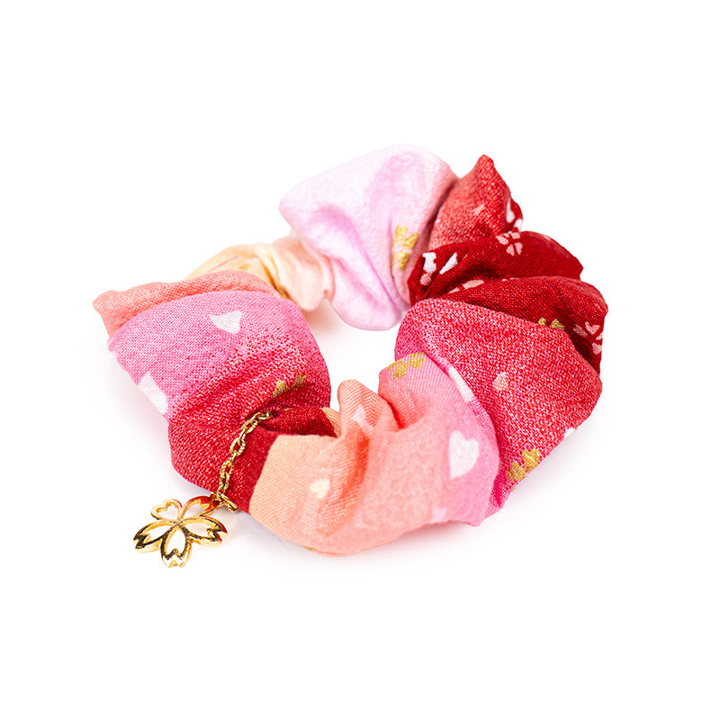 Chouchou Scrunchie Tissu Japonais Rose