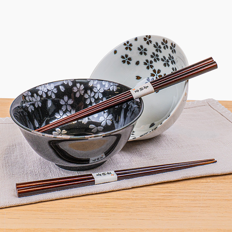 Coffret 2 bols Japonais noir et blanc