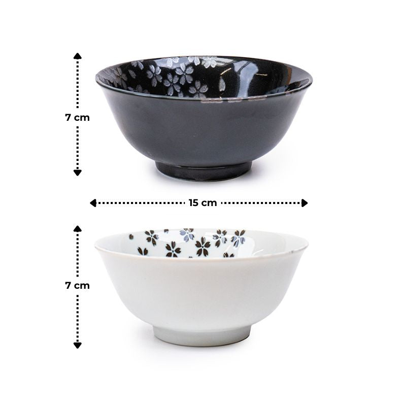 Coffret 2 bols Japonais noir et blanc