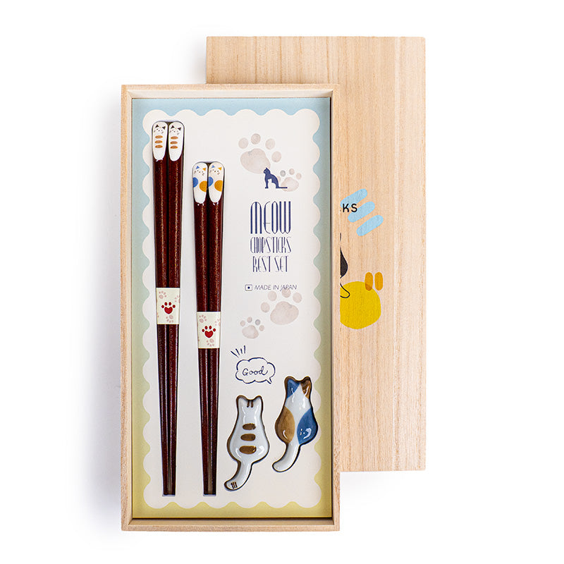 Coffret Baguettes Japonaises & Repose-Baguettes Chat