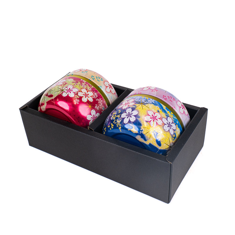 Coffret Deux Boîtes à Thé Métal Fleuri