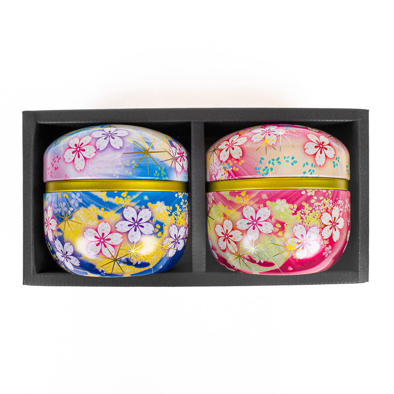 Coffret Deux Boîtes à Thé Métal Fleuri