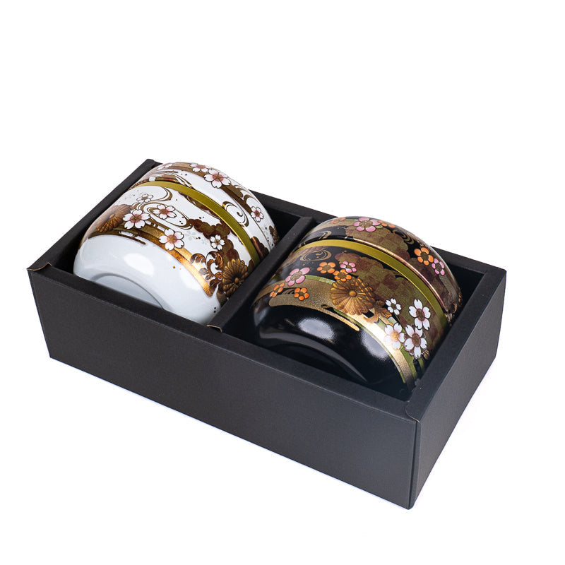 Coffret Deux Boîtes à Thé Métal Noir & Blanc