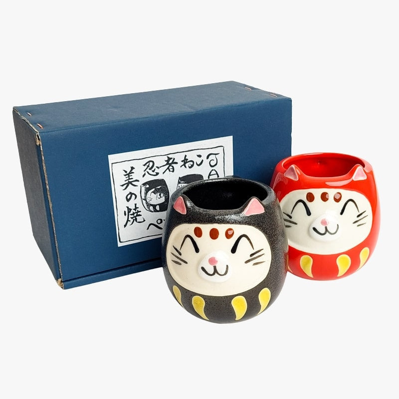 Coffret Mugs Japonais Daruma Cat