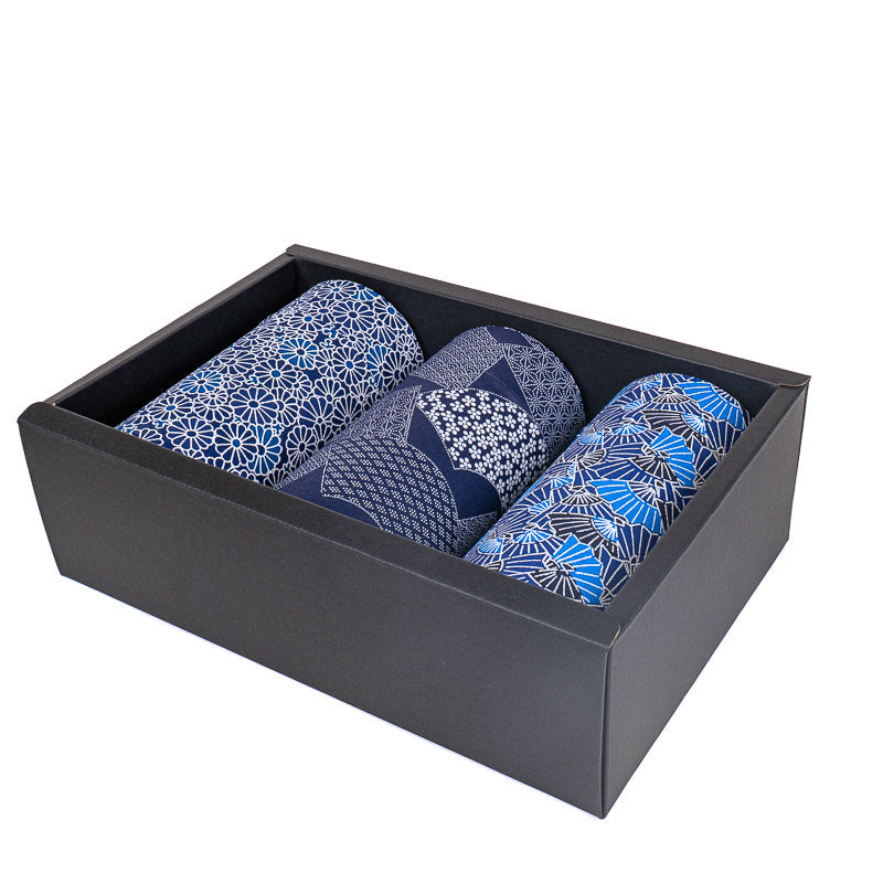 Coffret Trois Boîtes à Thé Japonaises Indigo