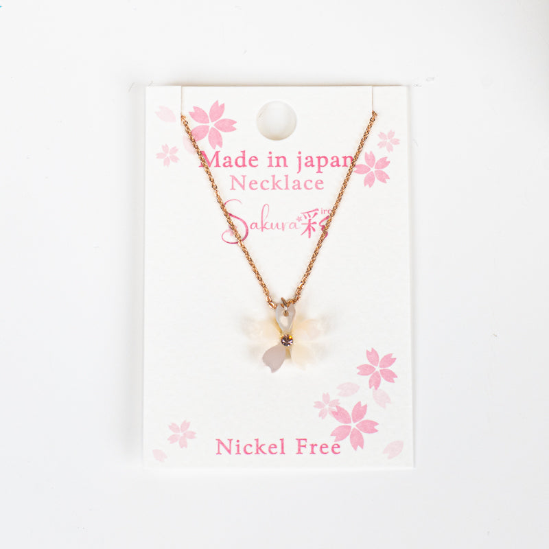 Collier Japonais Pendentif Fleur Sakura Blanche