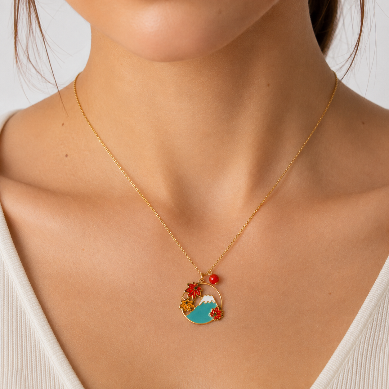 Collier Japonais Pendentif Fuji Momiji