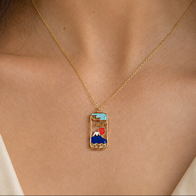 Collier Japonais Pendentif Mont Fuji