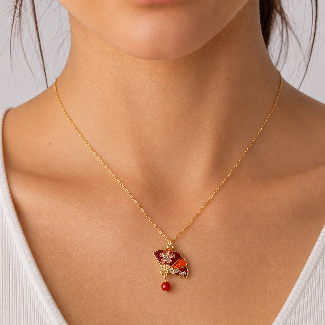 Collier Japonais Pendentif Sensu Rouge