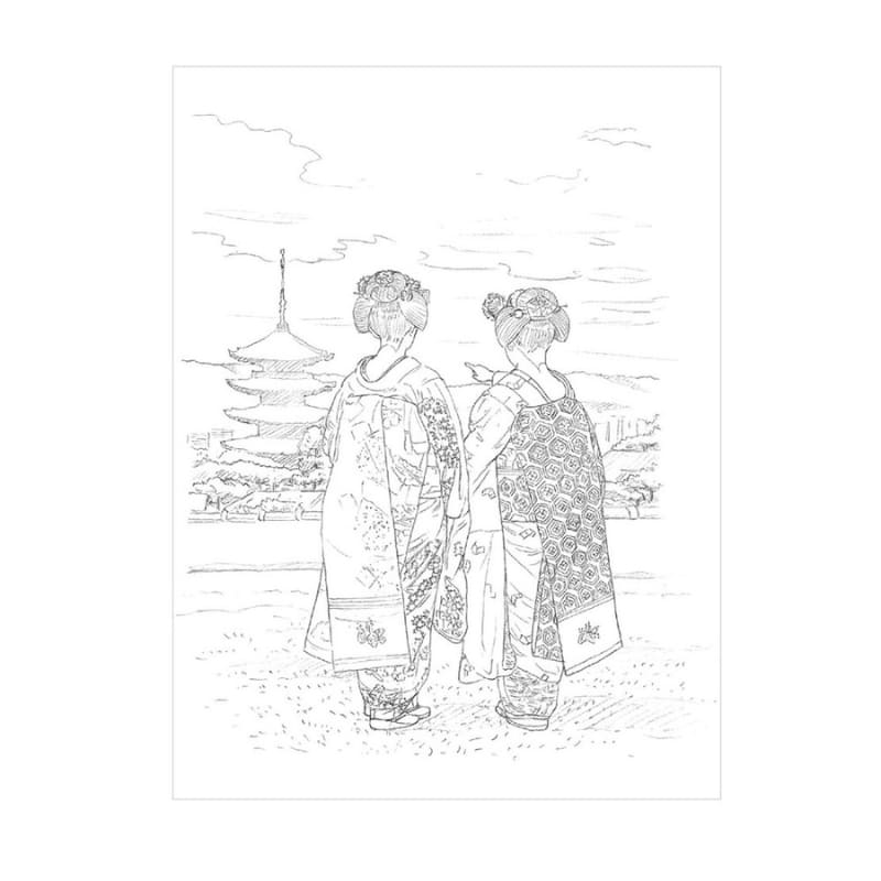 Coloriage pour Adultes: Les Quatre Saisons de Kyoto