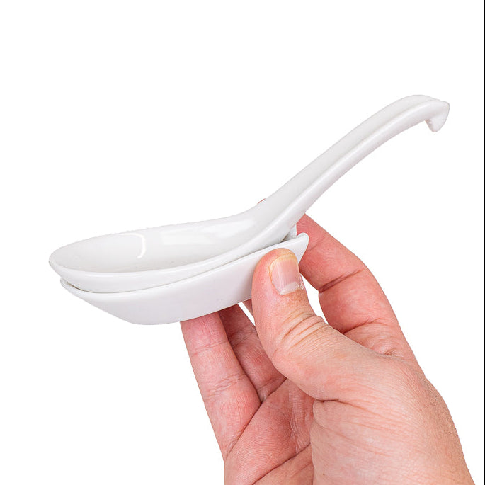 Cuillère à Ramen Japonaise Blanche avec Support