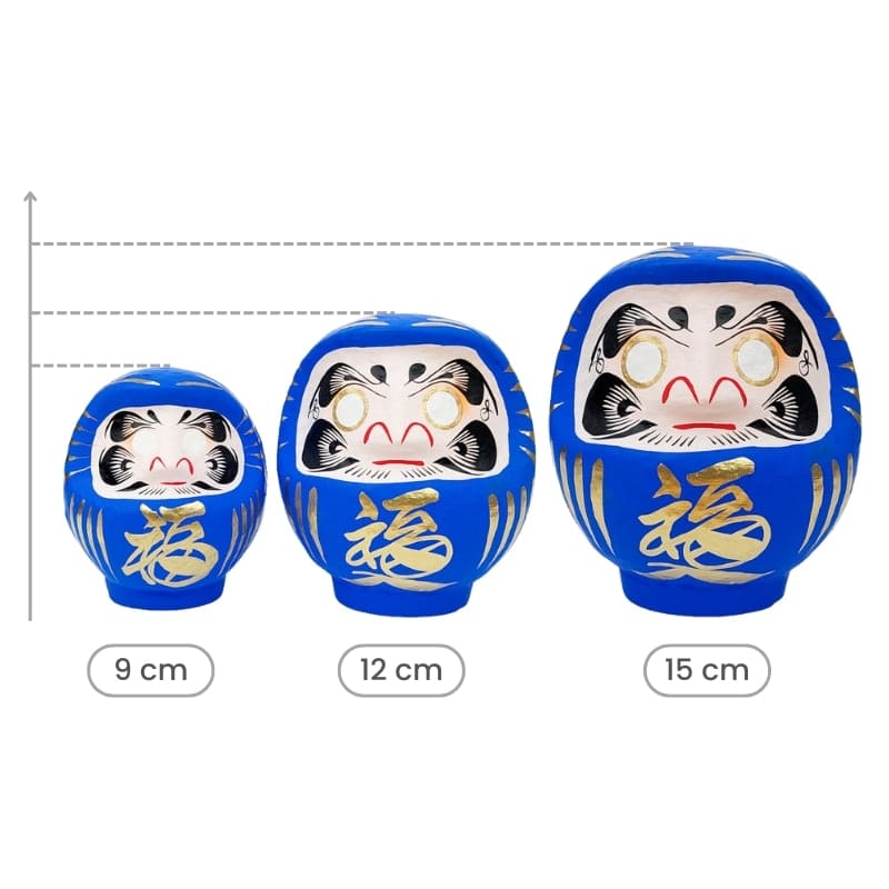 Daruma Japonais Bleu - 9 à 15 cm