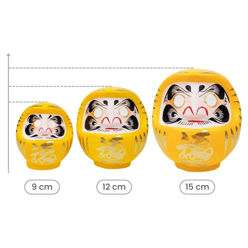 Daruma Japonais Jaune - 9 à 15 cm