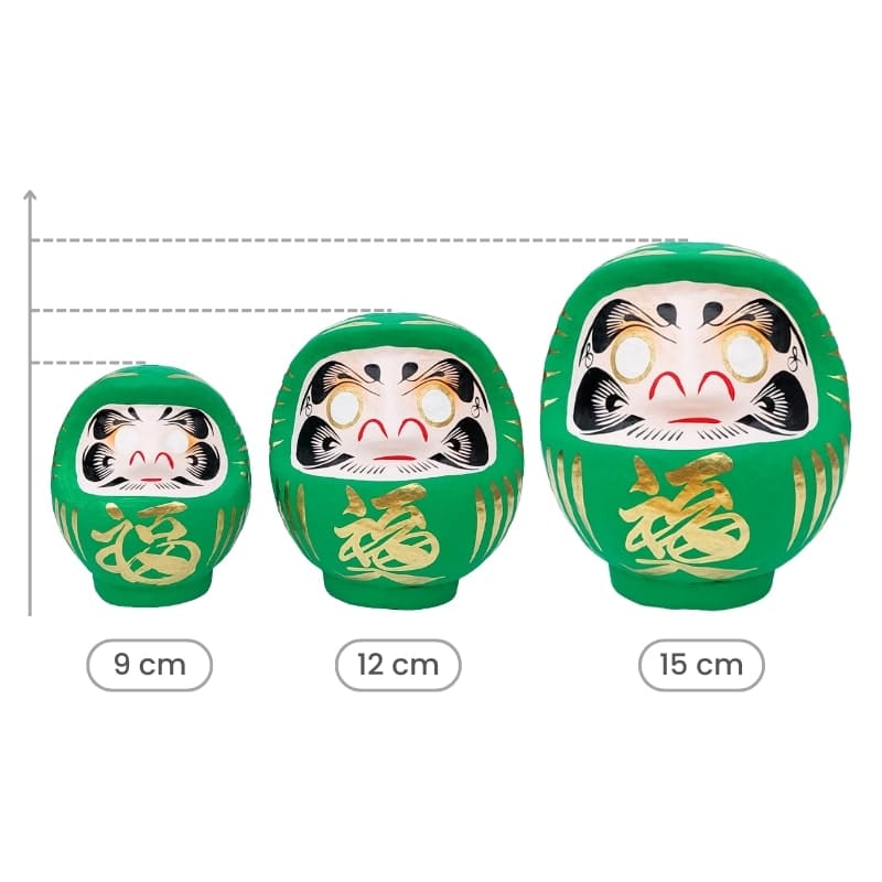 Daruma Japonais Vert - 9 à 15 cm