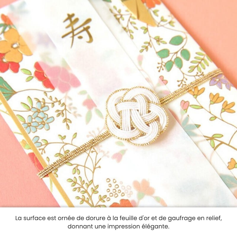 Enveloppe Japonaise Shugi-bukuro Fleurie Rose