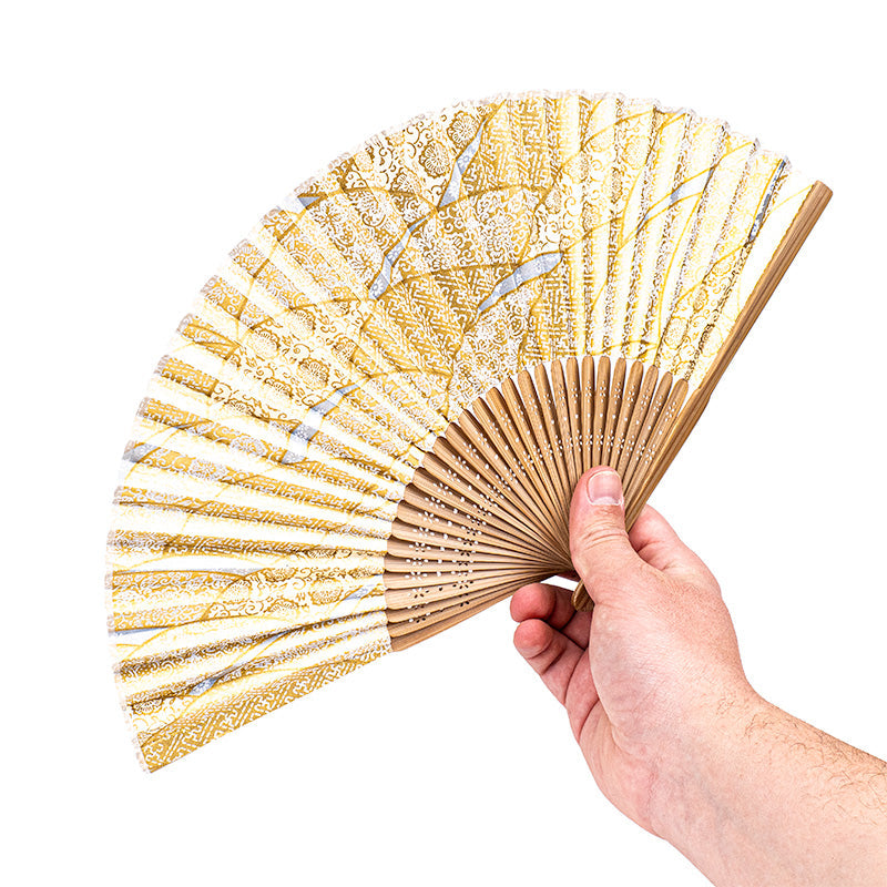 Éventail Japonais Mino Washi Doré