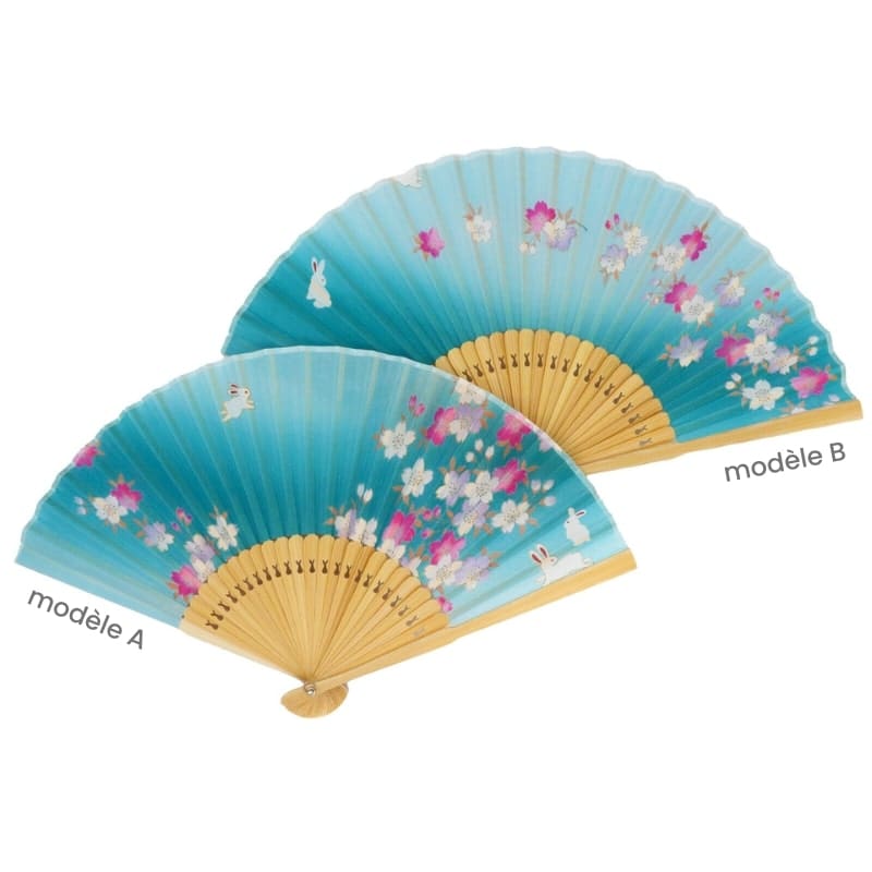 Éventail Japonais Turquoise Usagi