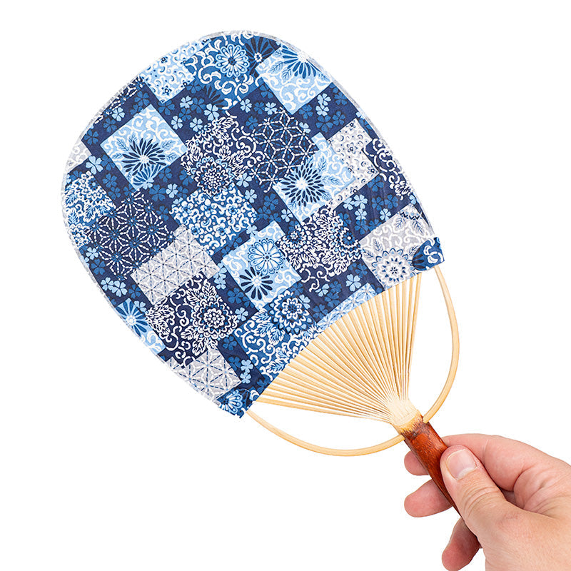 Éventail Japonais Uchiwa Washi Indigo