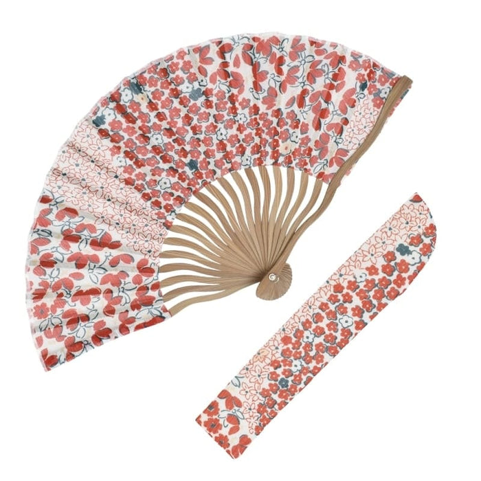 Éventails Japonais et Pochette Fleurs Rouges