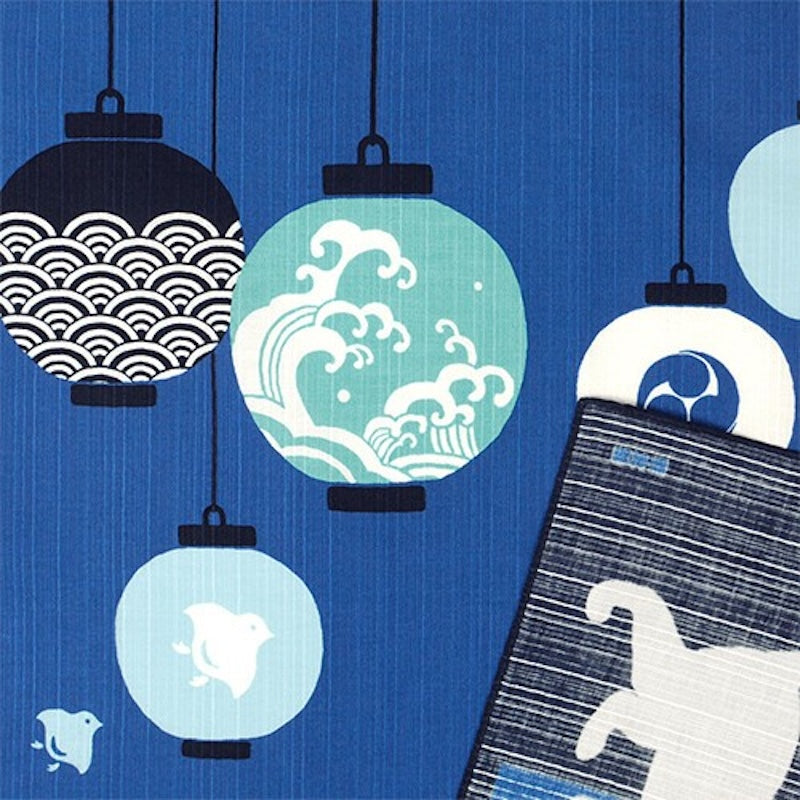 Furoshiki Japonais Chat et Lanternes - 50x50 cm