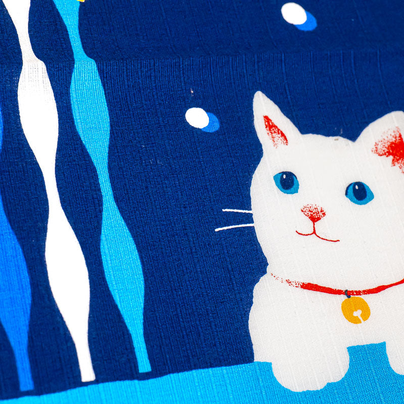 Furoshiki Japonais Chat et Poissons Rouges - 50x50 cm