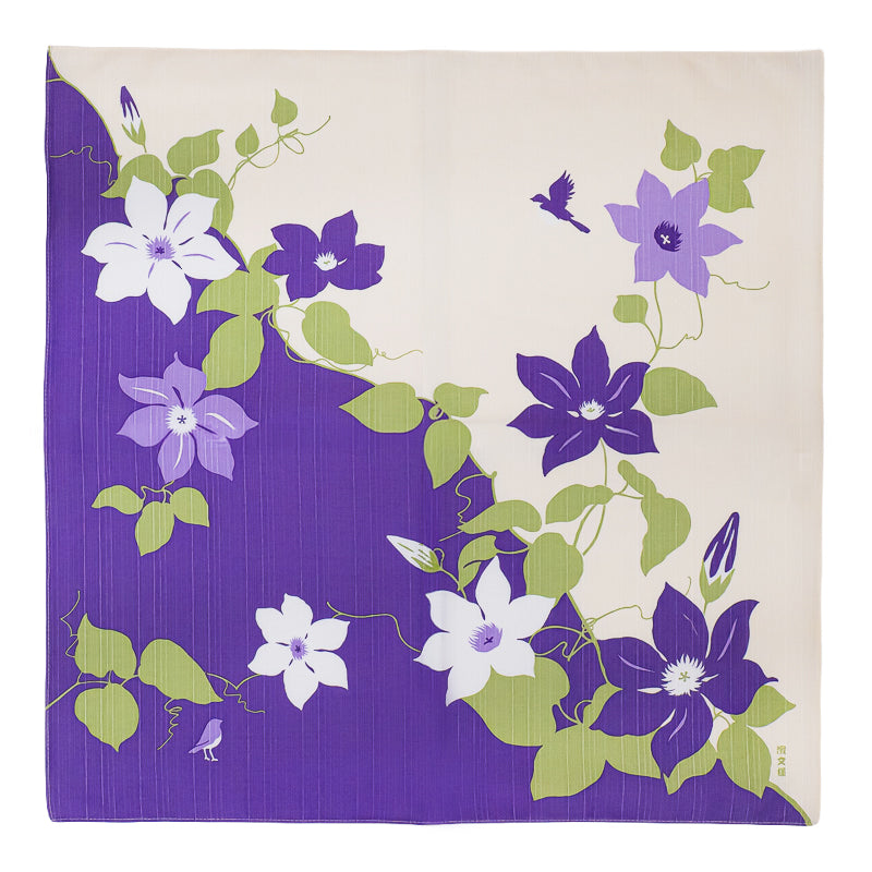 Furoshiki Japonais Fleurs Clématite - 50x50 cm