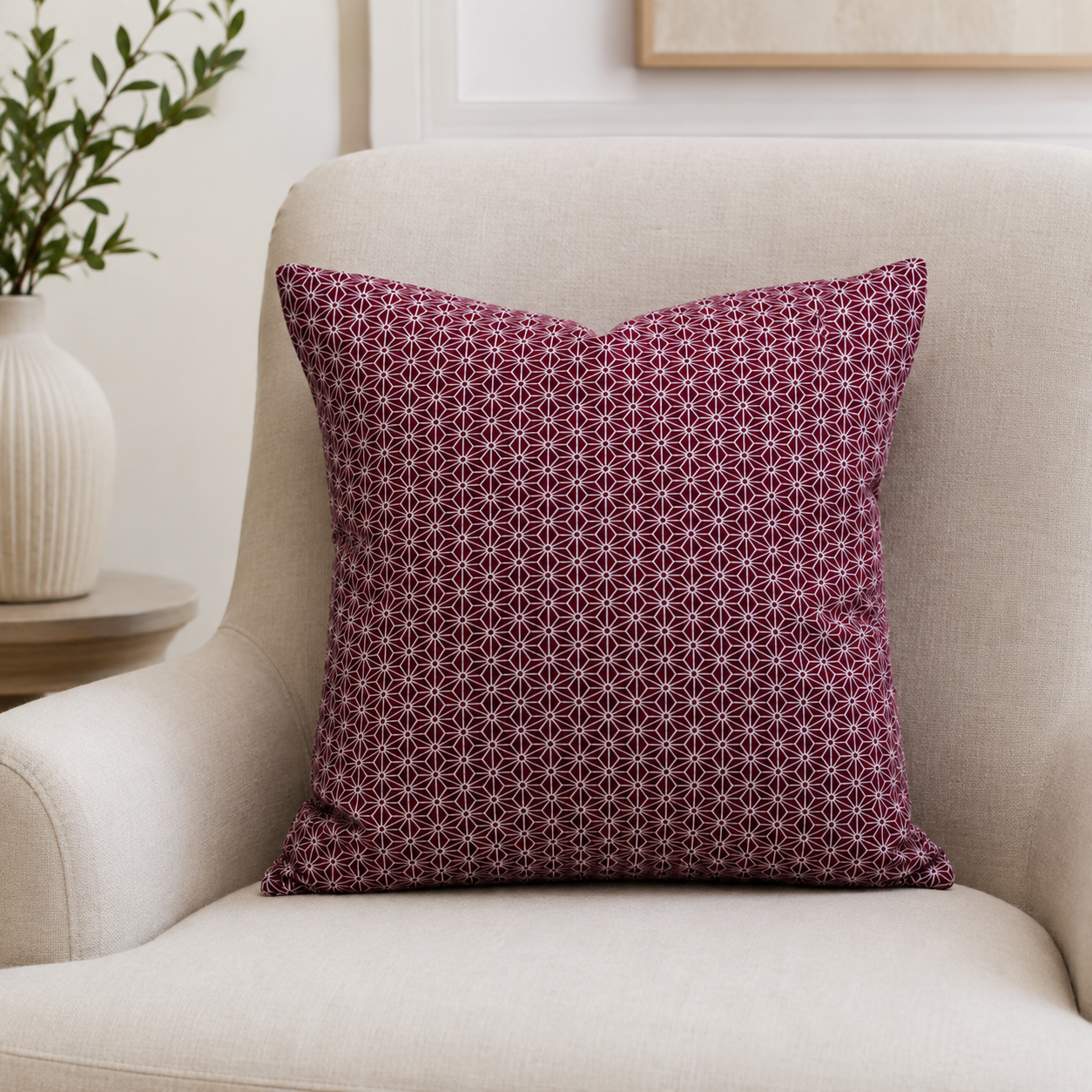 Housse de Coussin Japonais Asanoha Violet