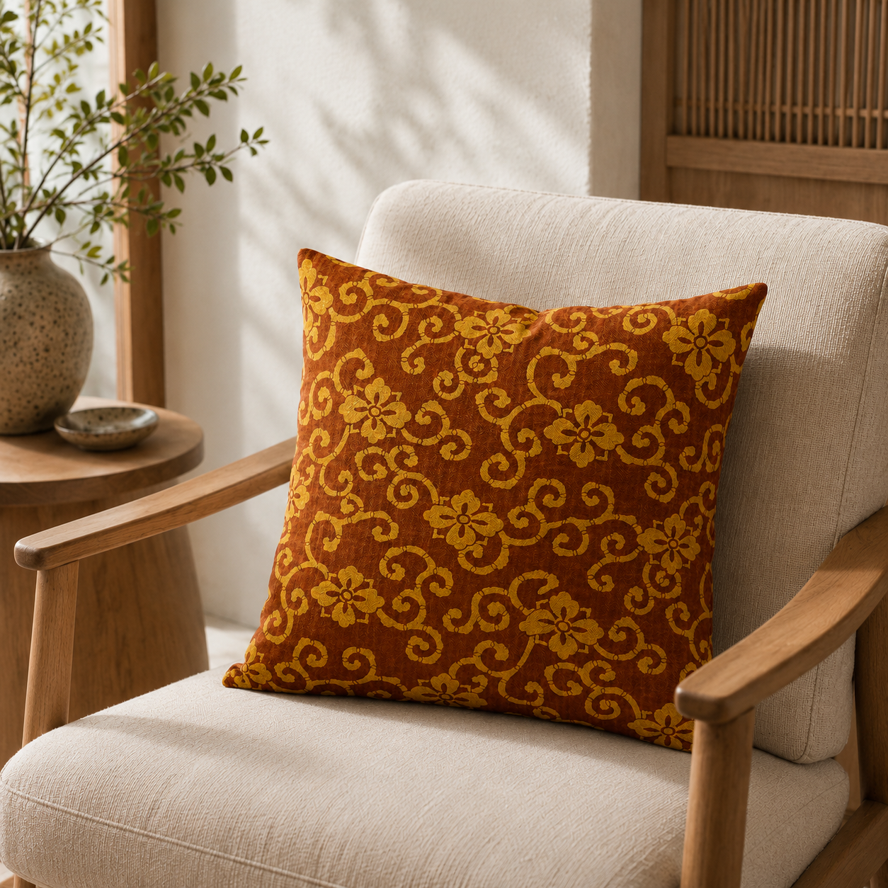 Housse de Coussin Japonais Hanabishi Karakusa