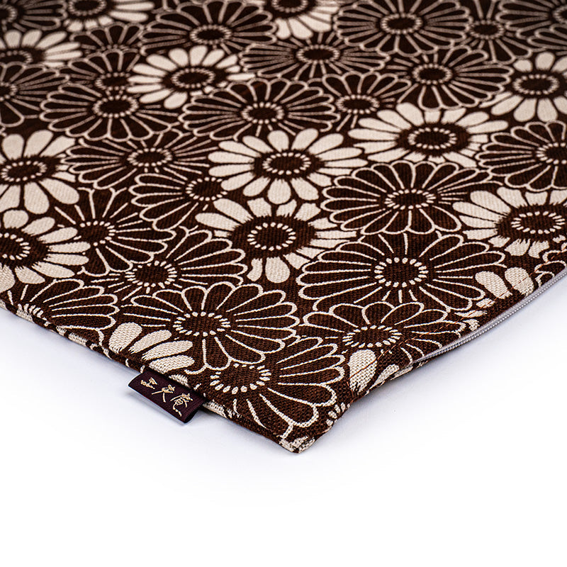 Housse de Coussin Japonais Kikuzukushi Marron