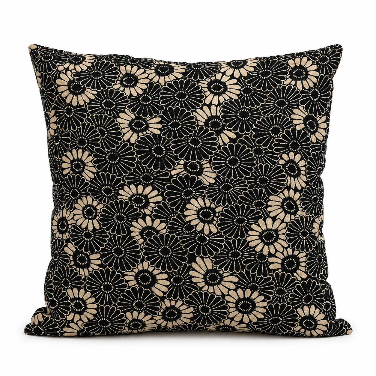 Housse de Coussin Japonais Kikuzukushi Noir