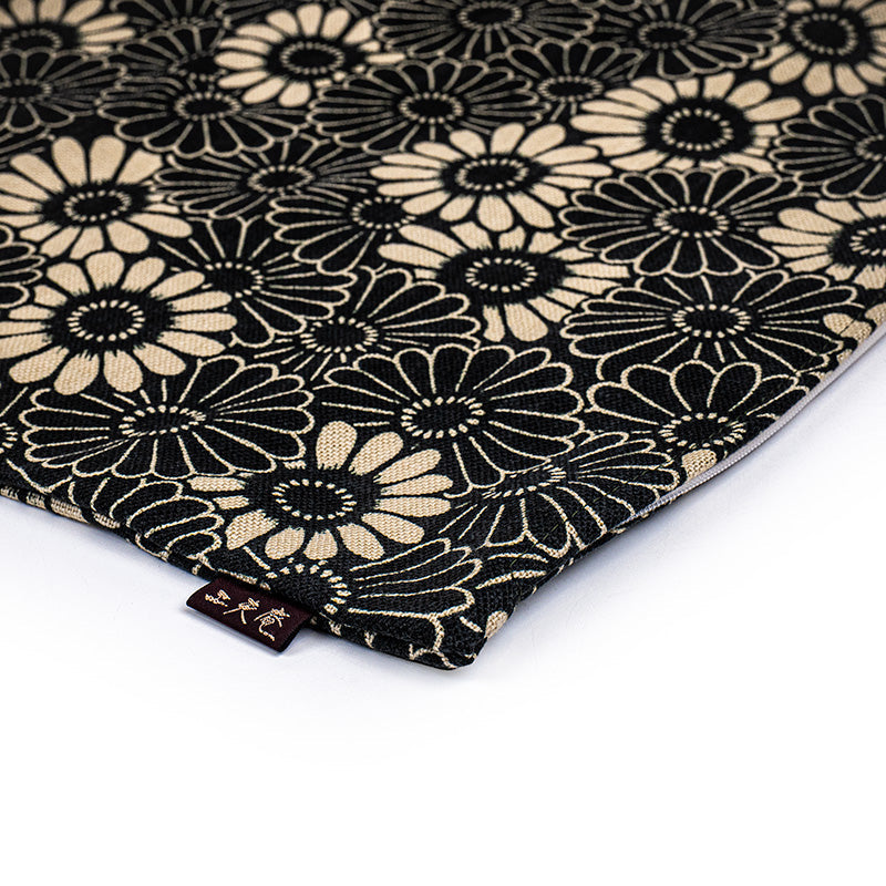 Housse de Coussin Japonais Kikuzukushi Noir