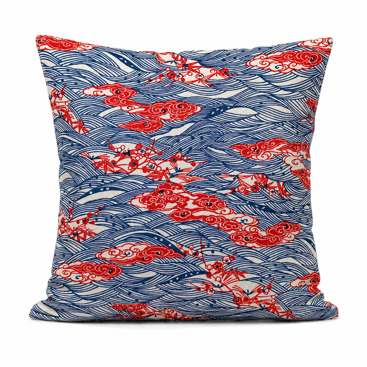 Housse de Coussin Japonais Motif Shōchikubai - 45x45 cm