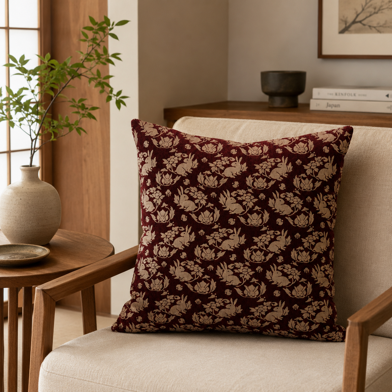 Housse de Coussin Japonais Motif Usagi
