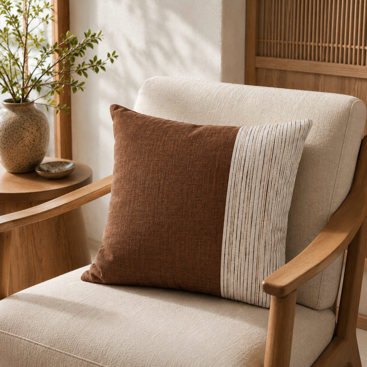 Housse de Coussin Japonais Sensuji Café
