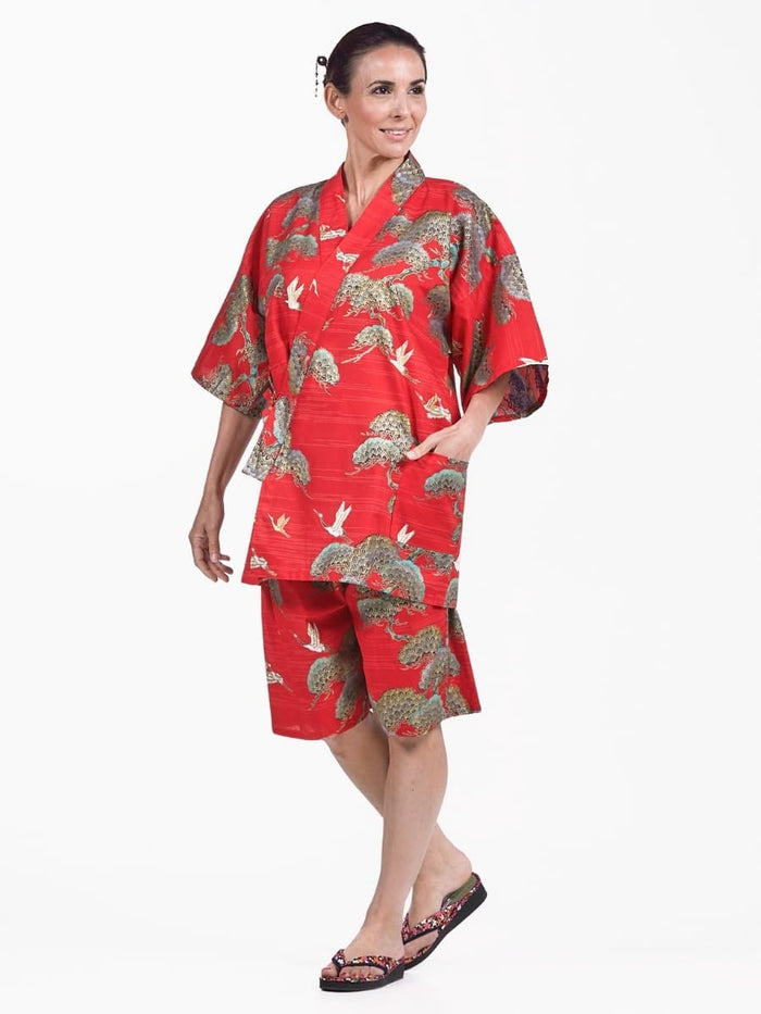 Ensemble Pyjama Kimono Japonais Femme Rouge