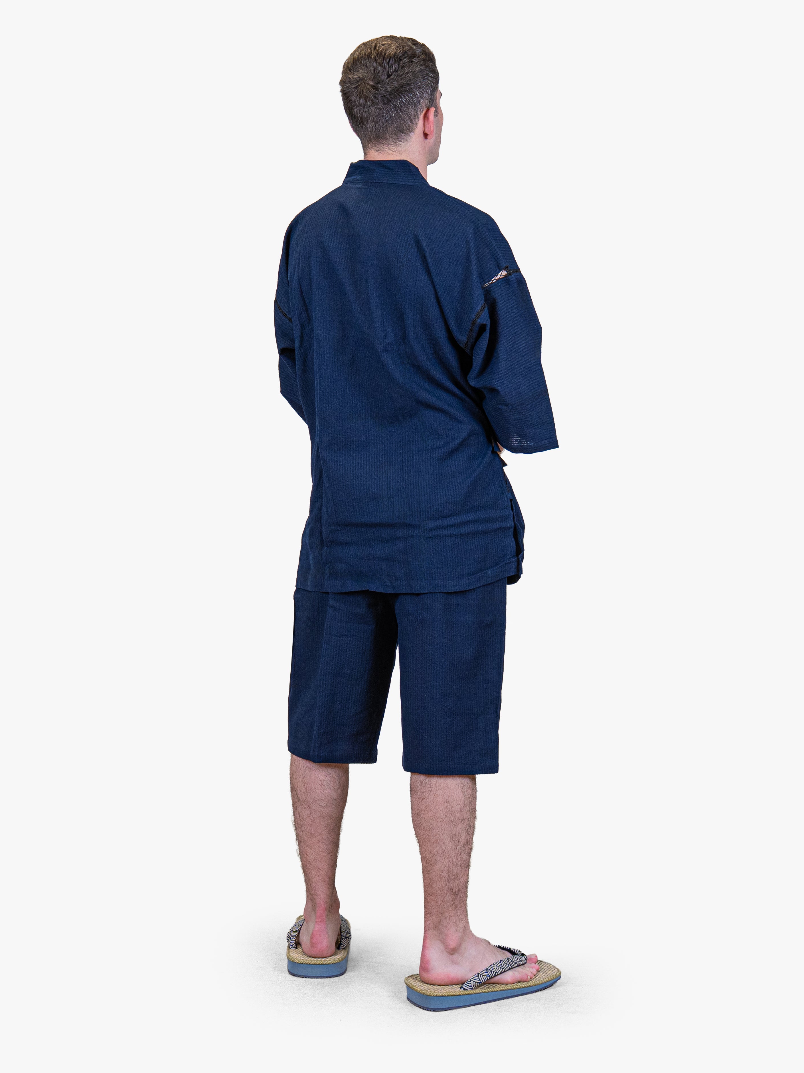 Jinbei Japonais Homme Bleu Marine
