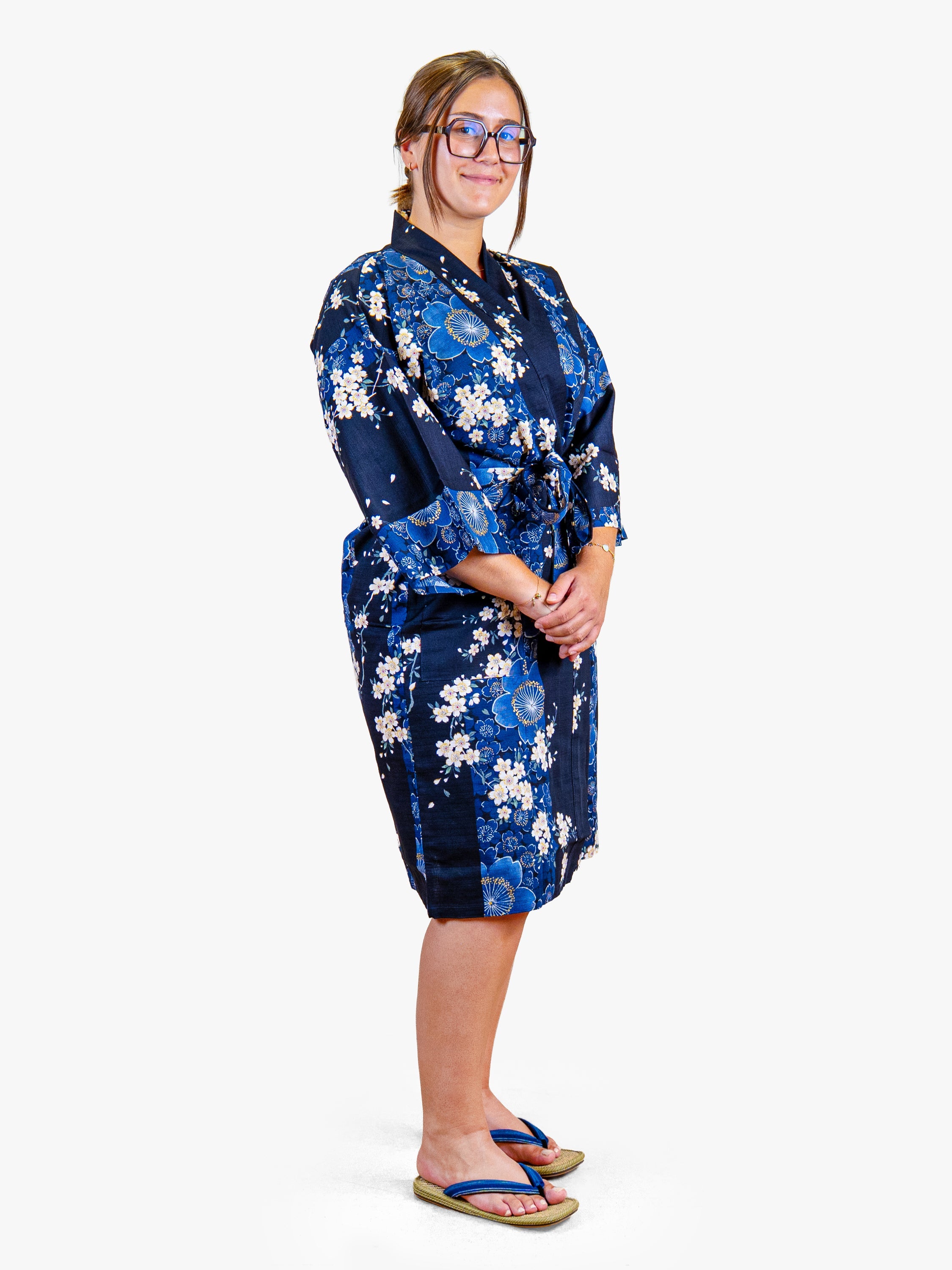 Kimono Happi Femme Bleu Sakura