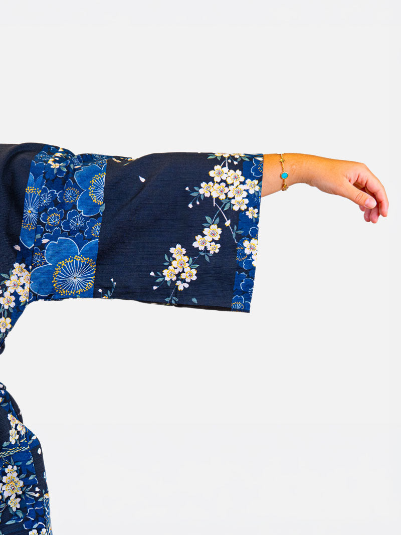 Kimono Happi Femme Bleu Sakura