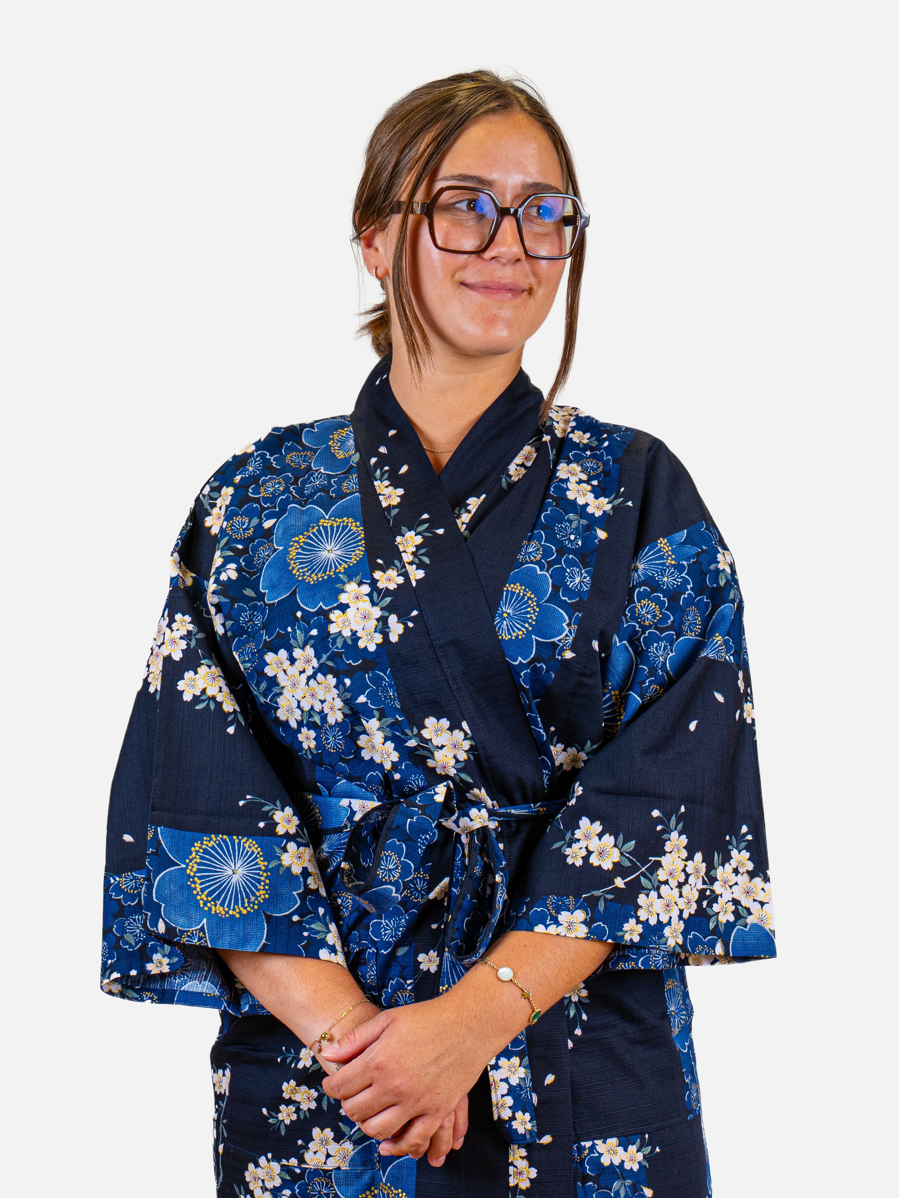 Kimono Happi Femme Bleu Sakura