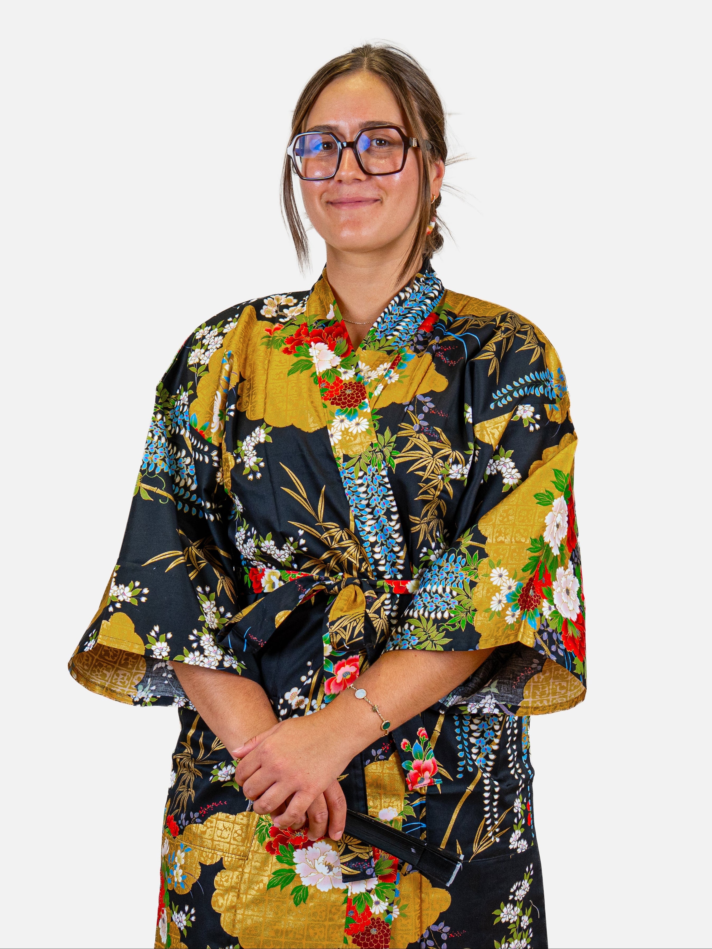 Kimono Happi Femme Botan Doré