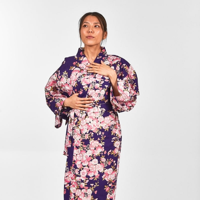 Kimono Happi Femme Fleur Sakura - Taille unique