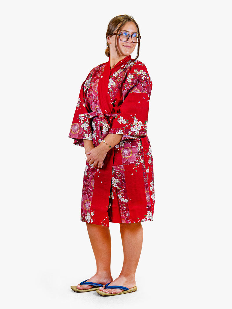 Kimono Happi Femme Rouge Sakura