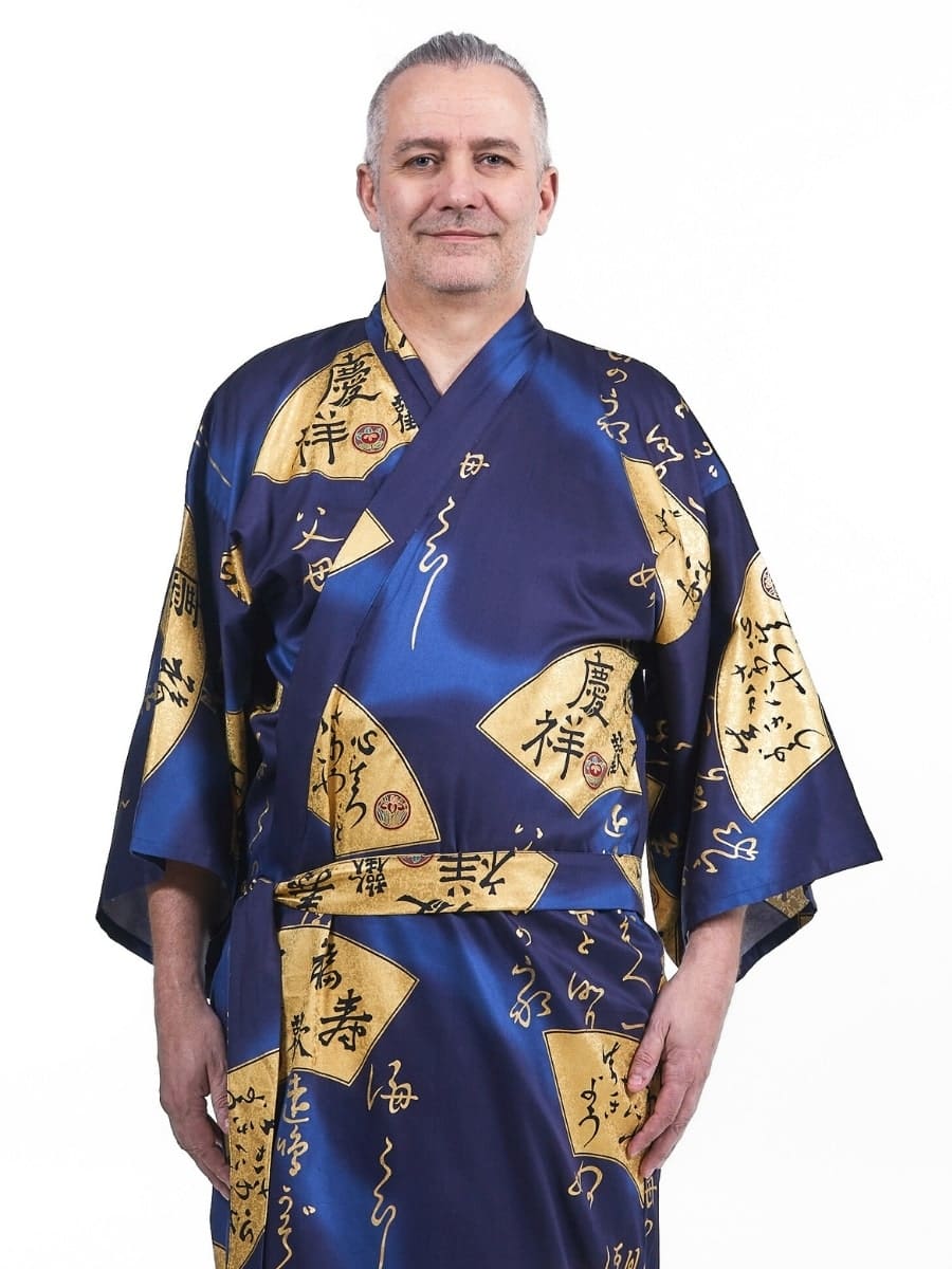 Kimono Homme Japonais Sensu Doré - Taille unique