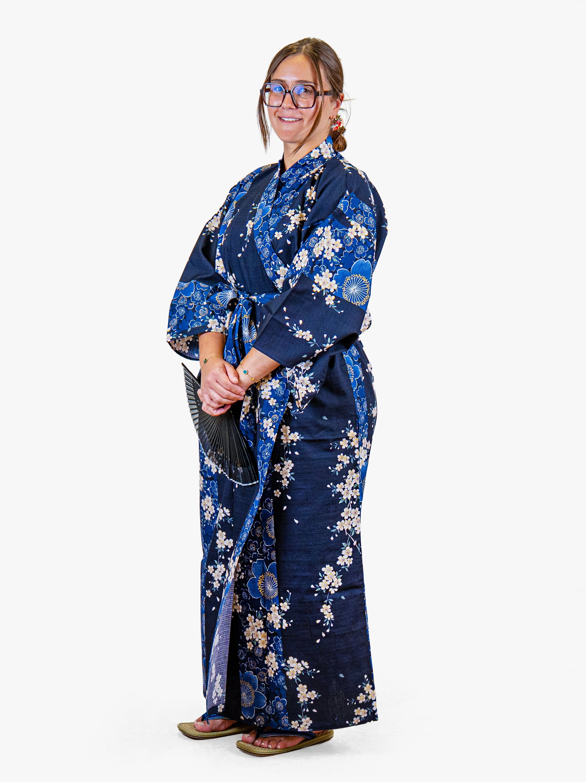Kimono Japonais Femme Bleu Sakura