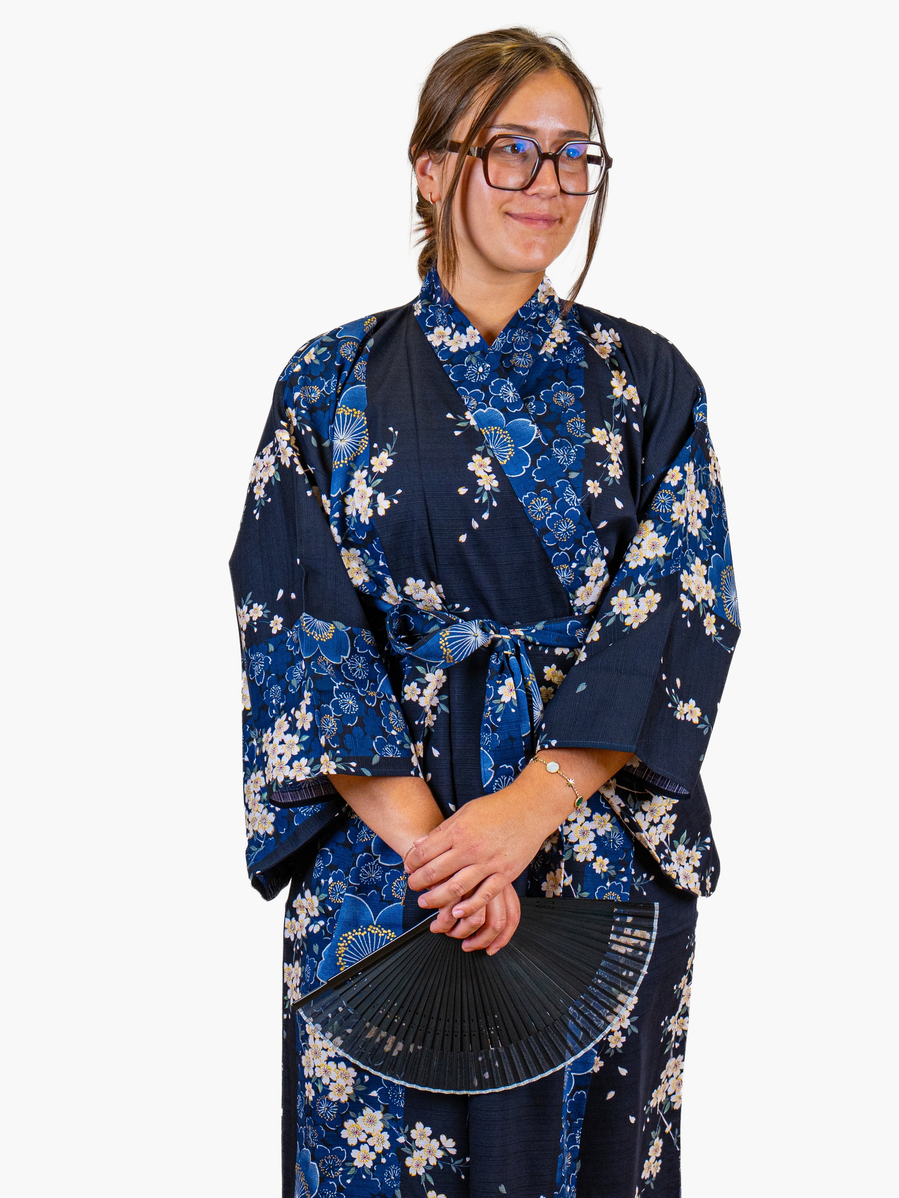 Kimono Japonais Femme Bleu Sakura