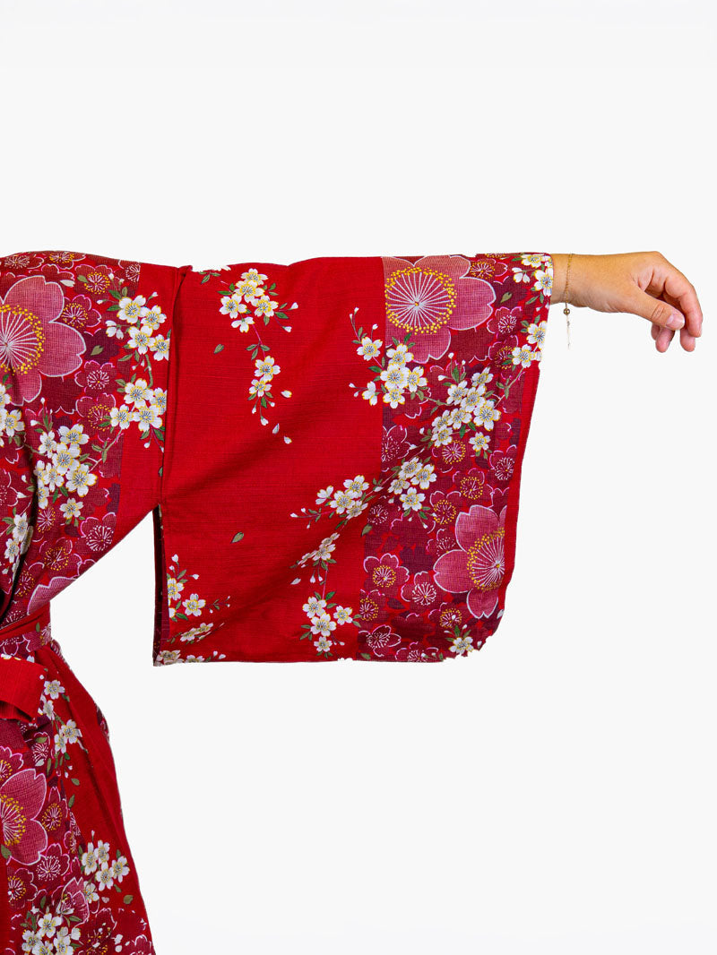 Kimono Japonais Femme Rouge Sakura