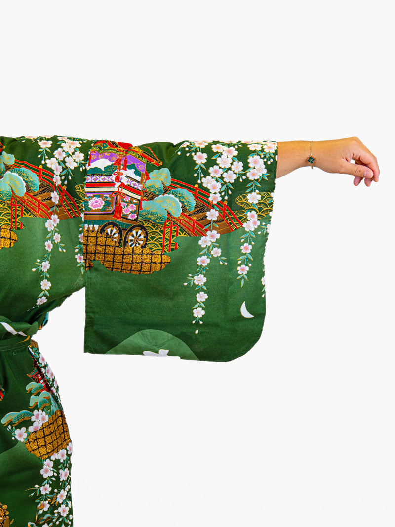 Kimono Japonais Femme Vert Guruma