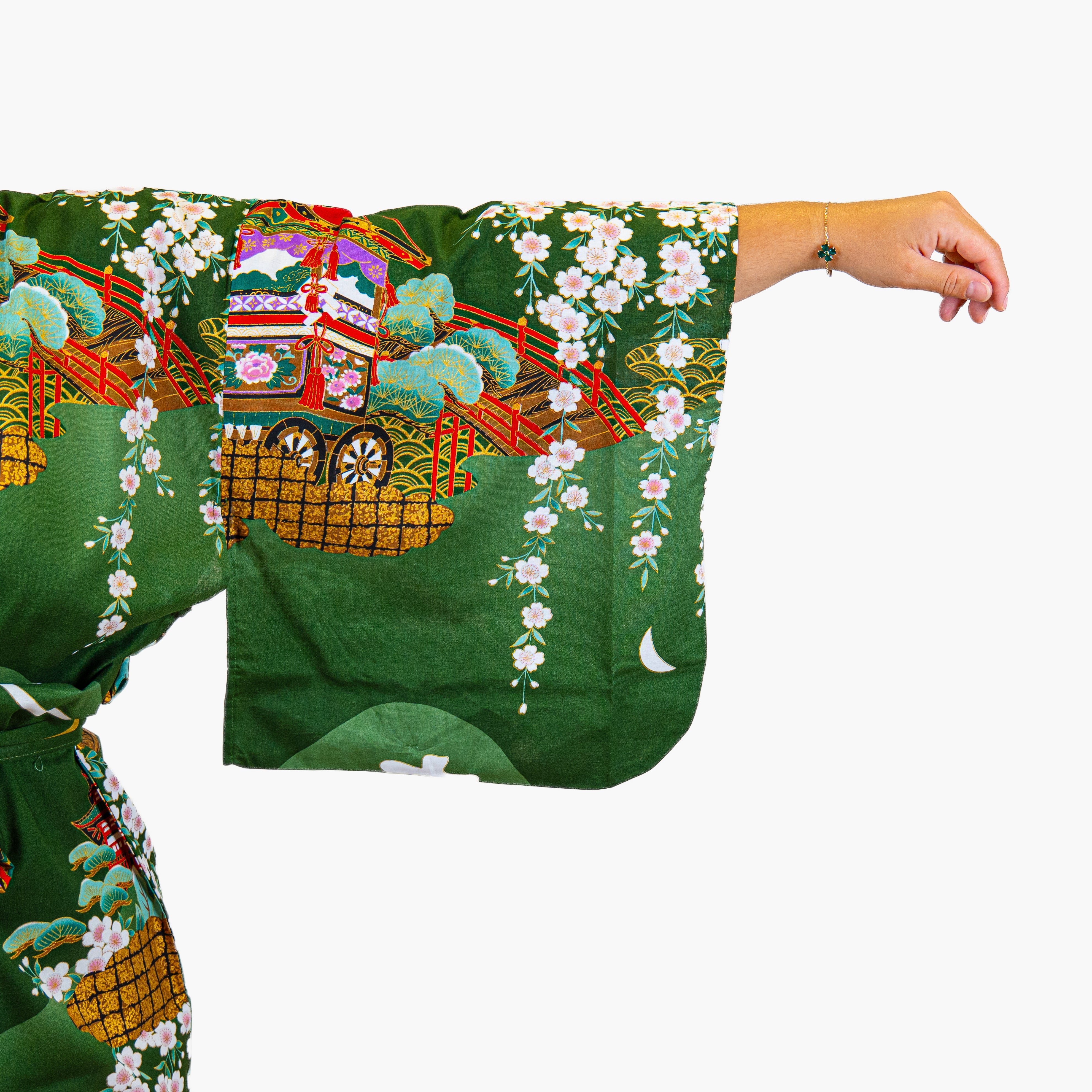 Kimono Japonais Femme Vert Guruma