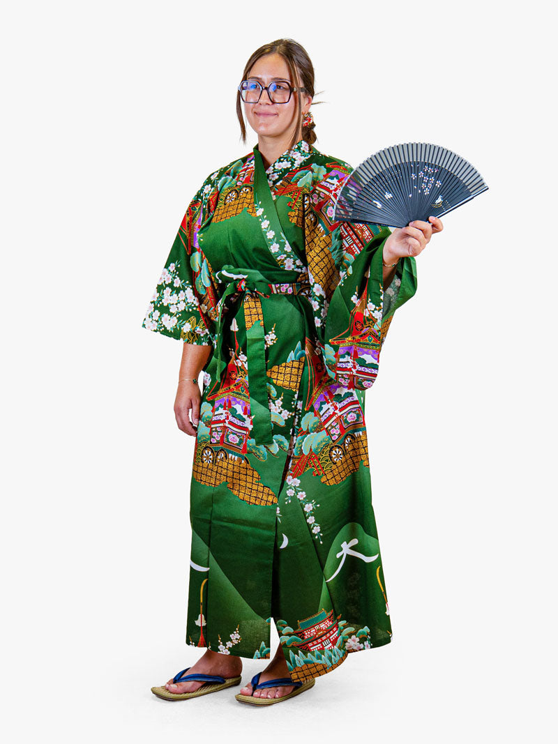 Kimono Japonais Femme Vert Guruma