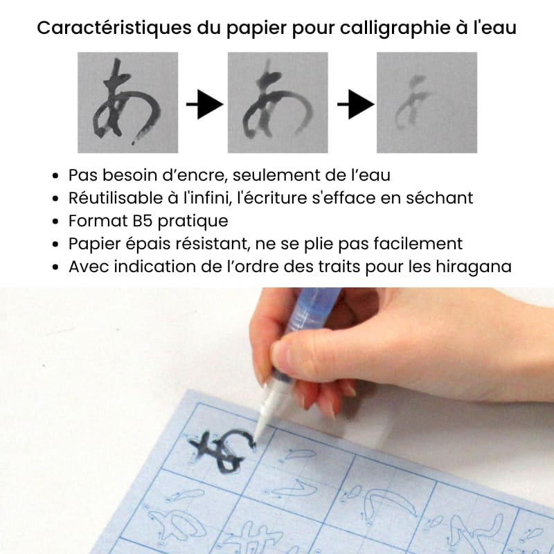 Kit Entraînement Hiragana avec Pinceau à Eau